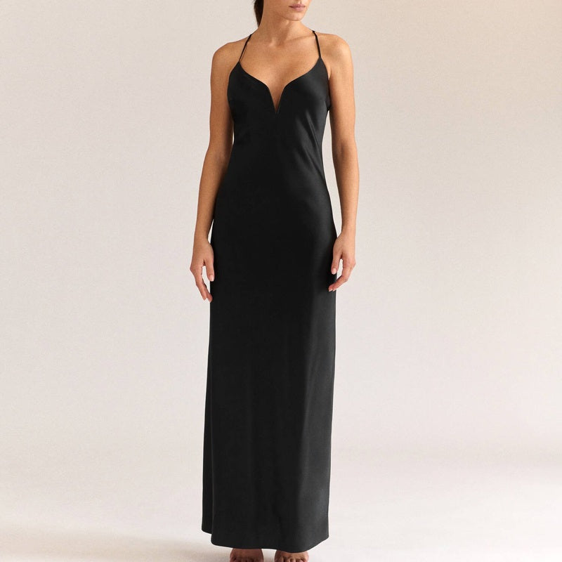 Lingerie Noturna Vestido longo de Seda Bengala