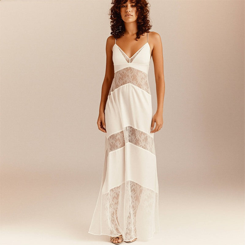 Lingerie Noturna Vestido longo Seda e Renda Dark Sully Off