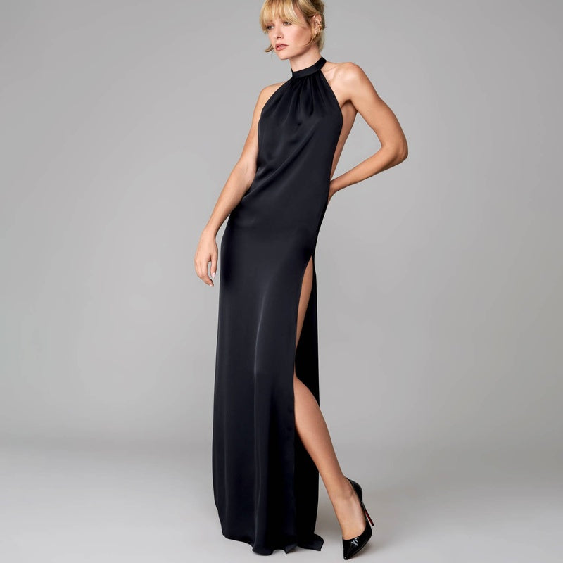 Lingerie Noturna Vestido longo cetim com decote americano e costas abertas Le Vestiaire