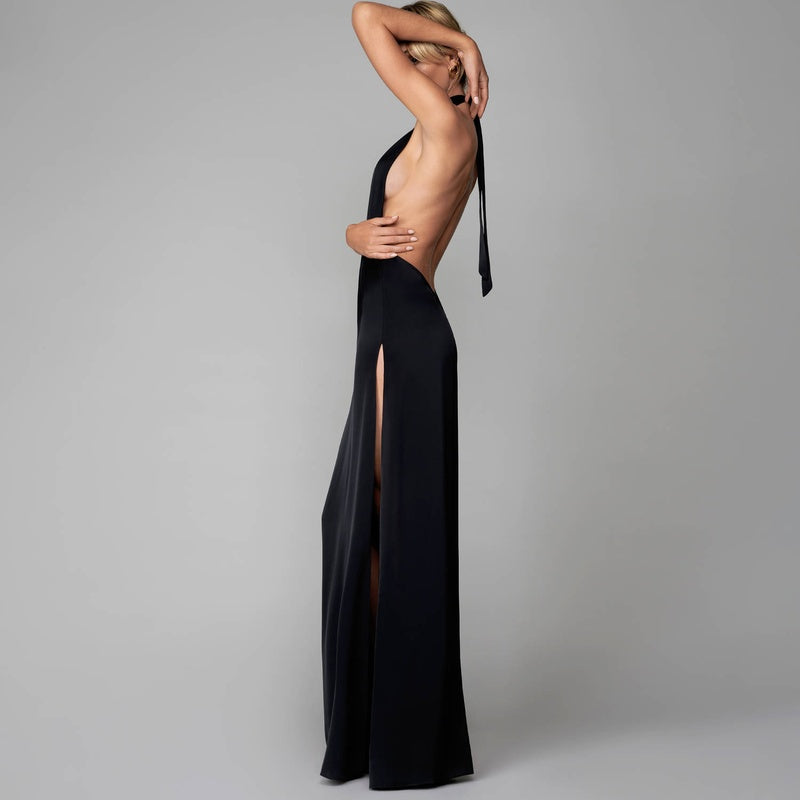 Lingerie Noturna Vestido longo cetim com decote americano e costas abertas Le Vestiaire