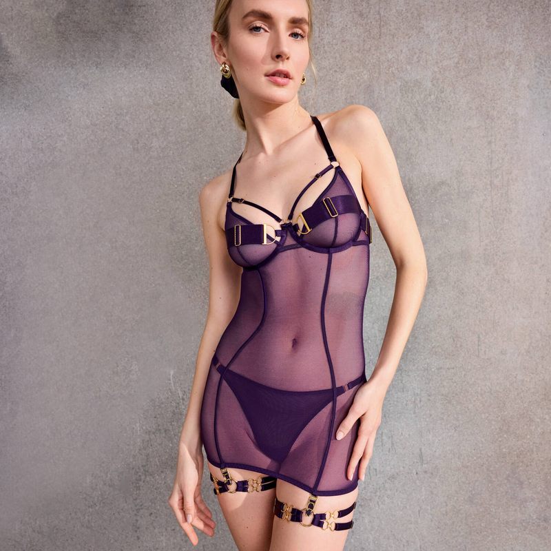 Lingerie Noturna Vestido Cinta-Liga Nara Deep Purple