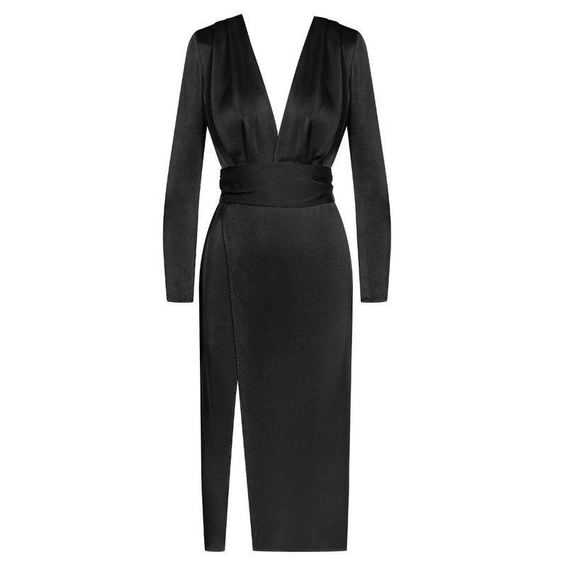 Lingerie Noturna Vestido envelope midi em cetim Le Vestiaire