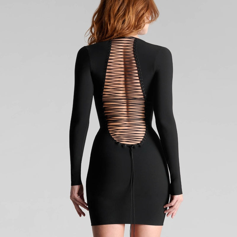 Vestido curto com costas abertas Nuit Infinie