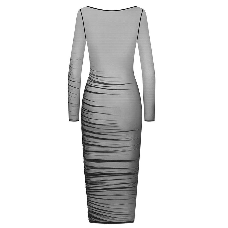 Vestido midi de manga comprida Nuit Fauve