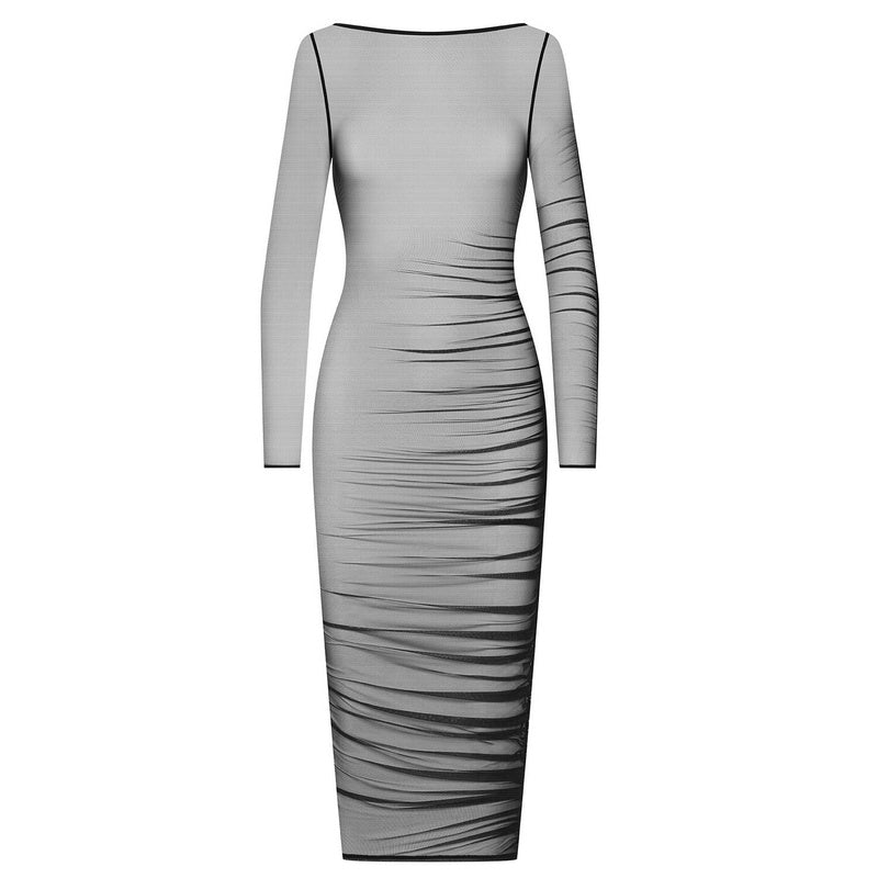 Vestido midi de manga comprida Nuit Fauve