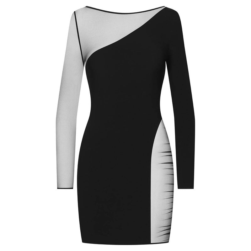 Vestido assimétrico de manga comprida Nuit Fauve