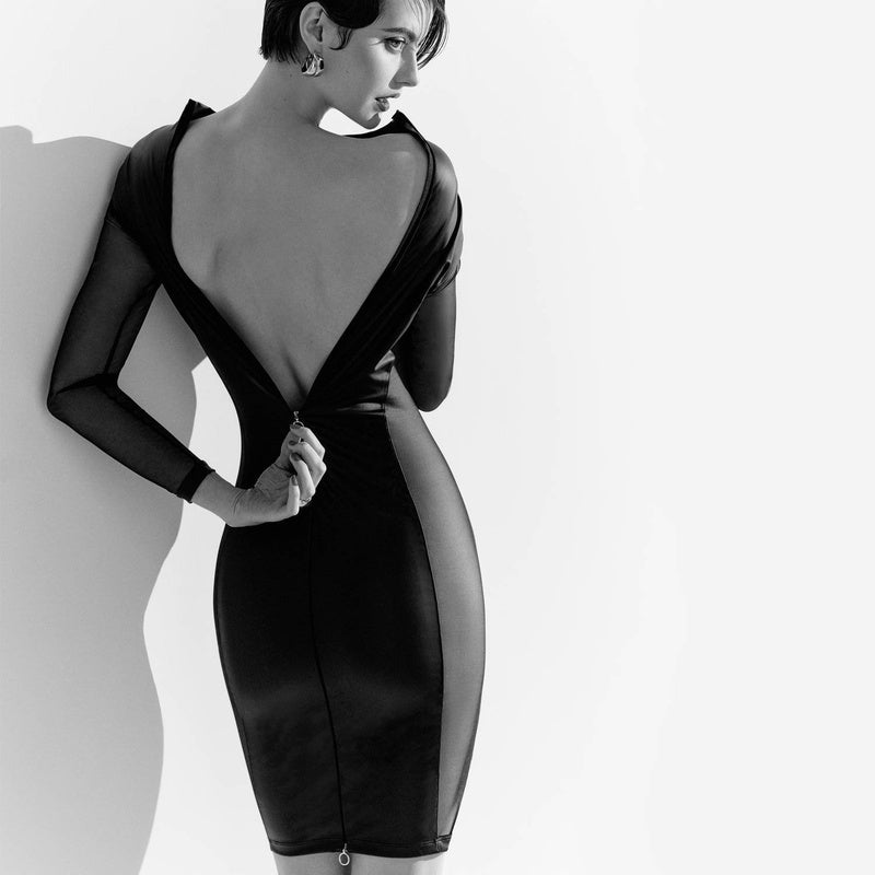 Vestido com abertura mangas compridas Chambre Noire