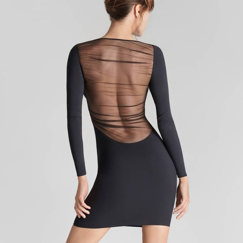 Vestido curto de manga comprida Nuit Fauve
