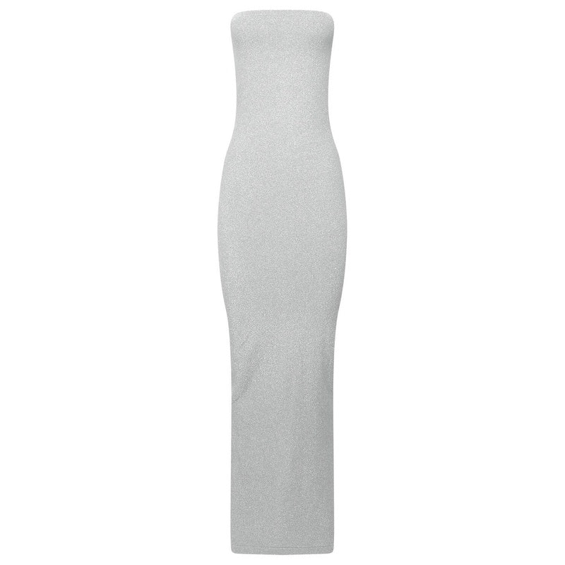 Vestido multiposições Brilho desbotado Brilho prateado