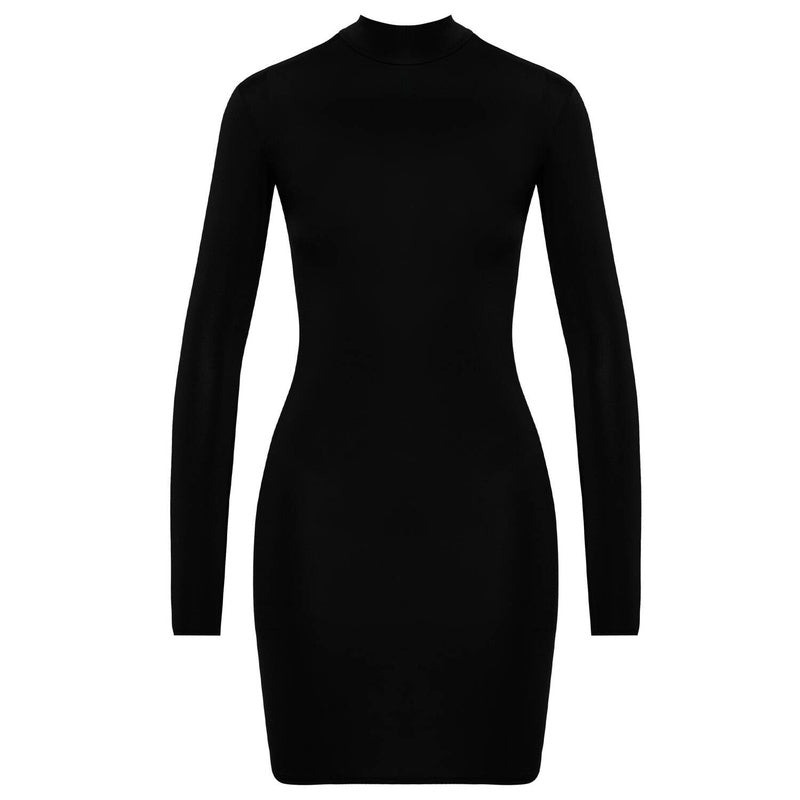 Vestido curto de manga comprida Pure Tentation Noir Nude