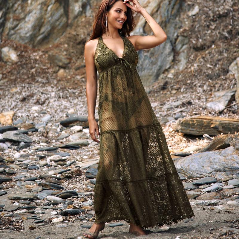 Lingerie Noturna Vestido longo de Renda Talia Bronze