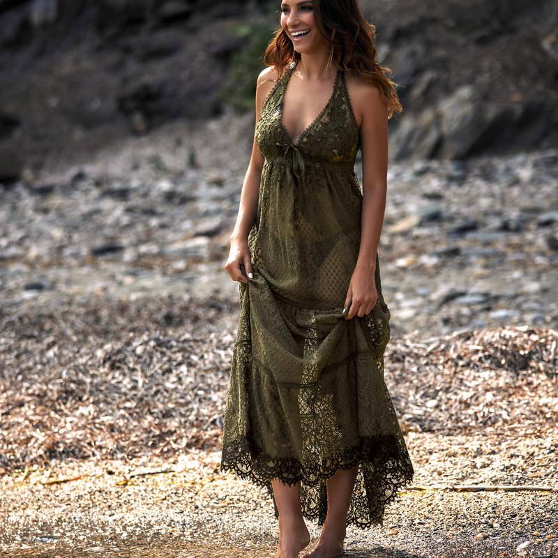 Lingerie Noturna Vestido longo de Renda Talia Bronze