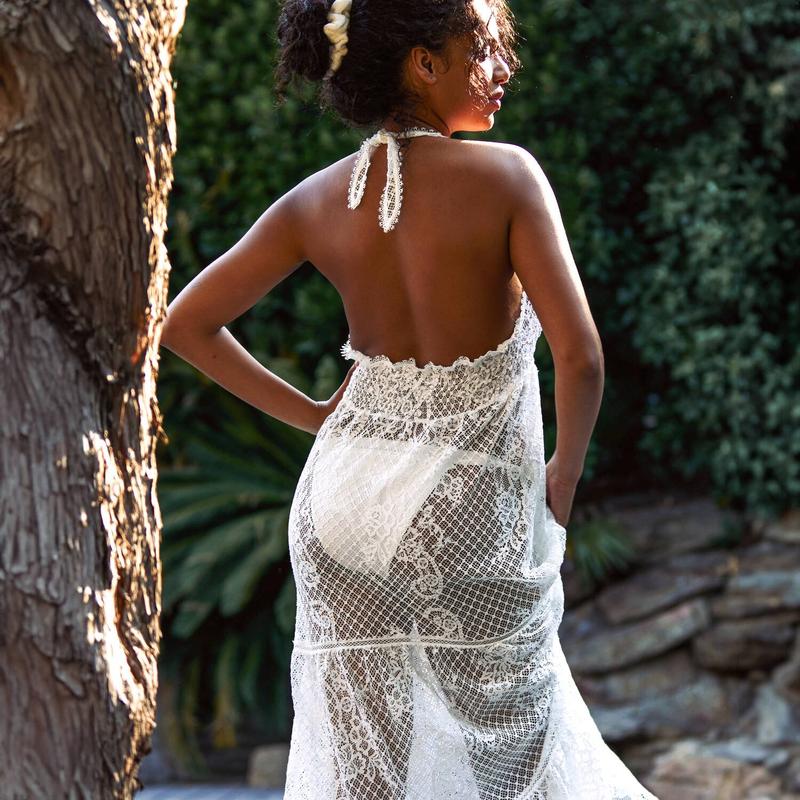Lingerie Noturna Vestido longo de Renda Talia Nude