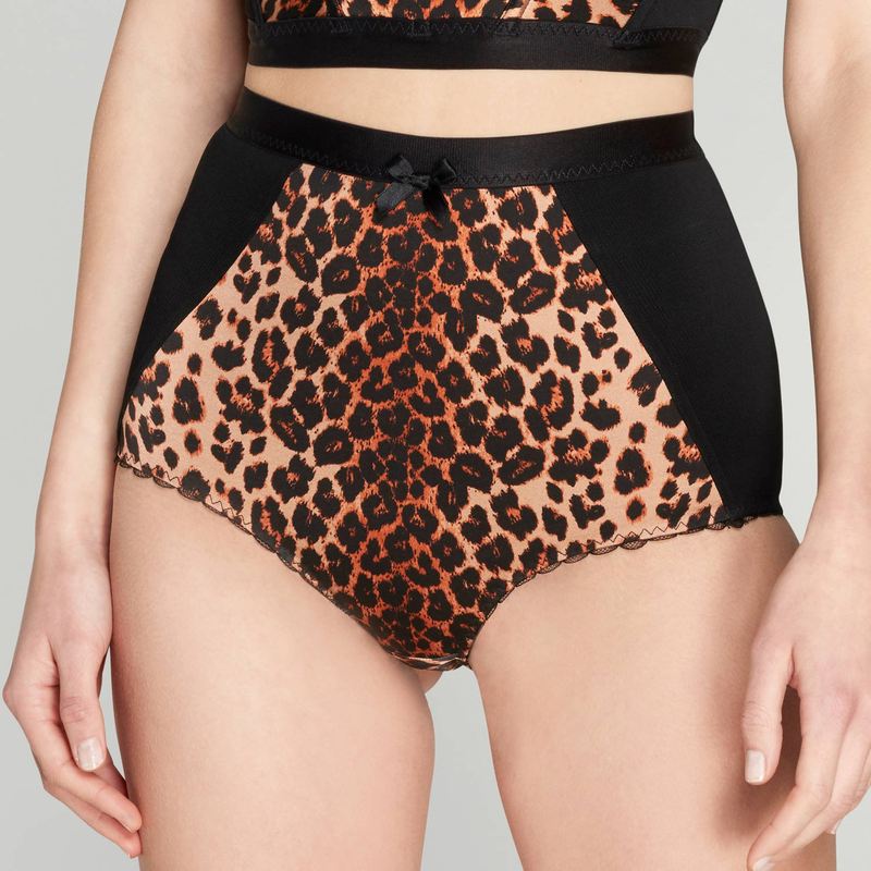 Calcinha de cintura alta Elora de Seda Molly com estampa de leopardo