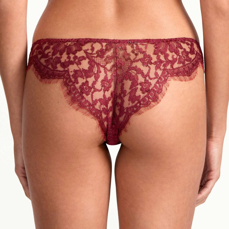 Calcinha Cueca Brasileira de Renda Naraya Borgonha