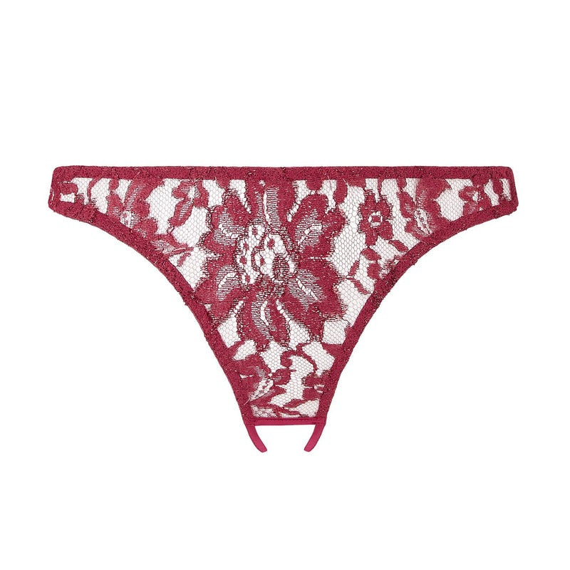 Calcinha Cueca aberta em Renda Naraya Borgonha