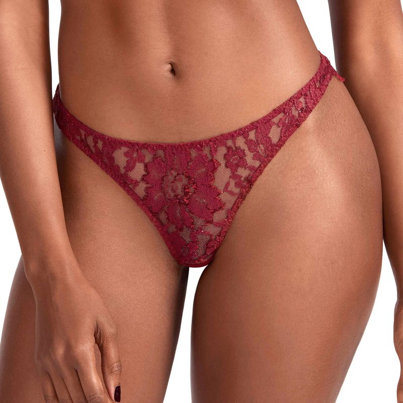 Calcinha Cueca aberta em Renda Naraya Borgonha