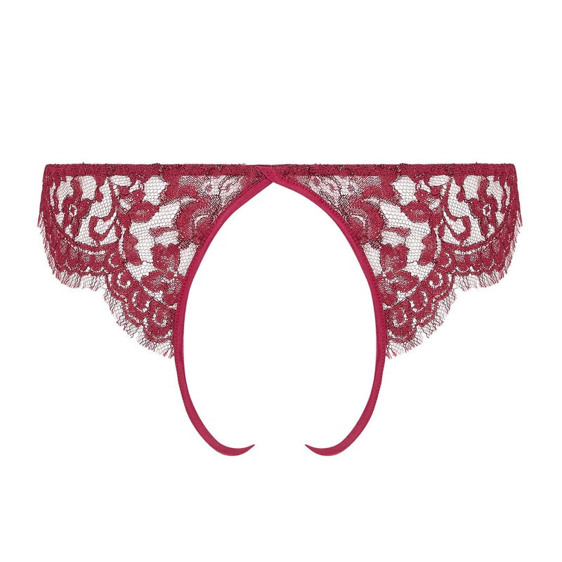 Calcinha Cueca aberta em Renda Naraya Borgonha