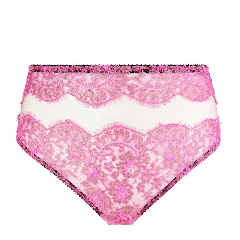 Calcinha Fio Dental de Renda cintura alta Amaya Pink