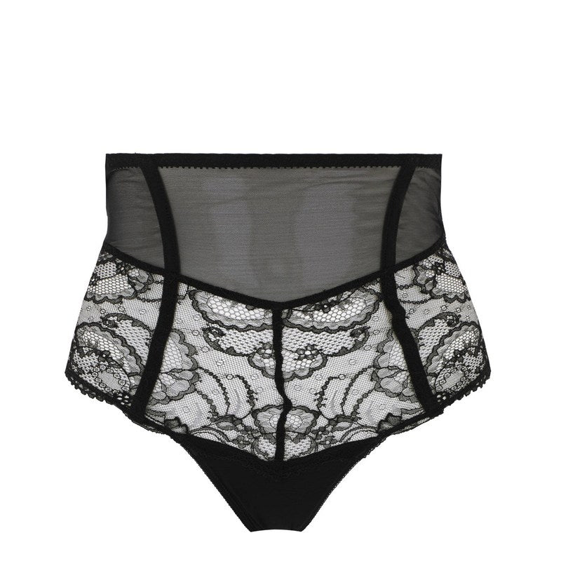 Calcinha Cueca de Renda retrô de cintura alta Soir de Venise