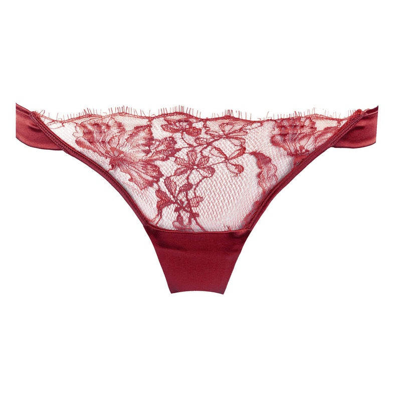Calcinha Fio Dental de Seda e Renda Dahlia Street Red