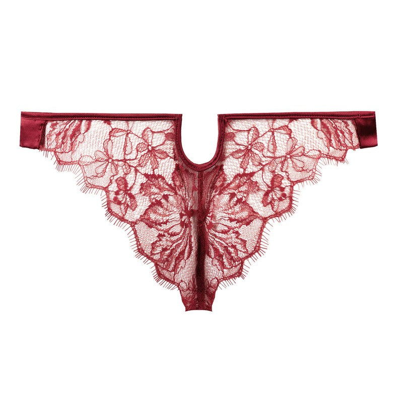 Calcinha Fio Dental de Seda e Renda Dahlia Street Red