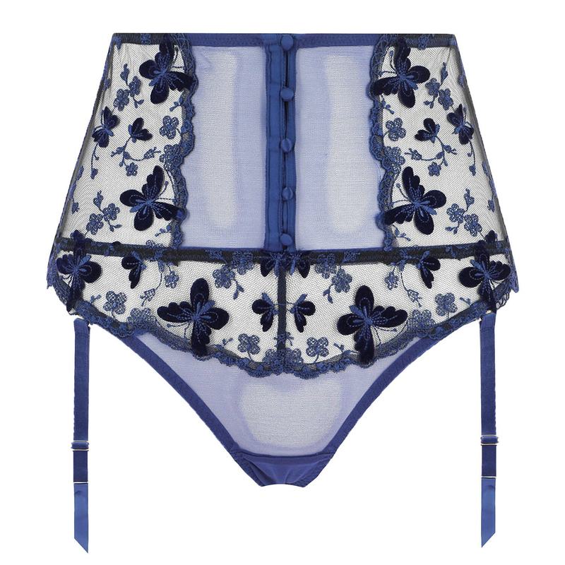 Calcinha cintura alta com Cinta-Liga Papillon Navy