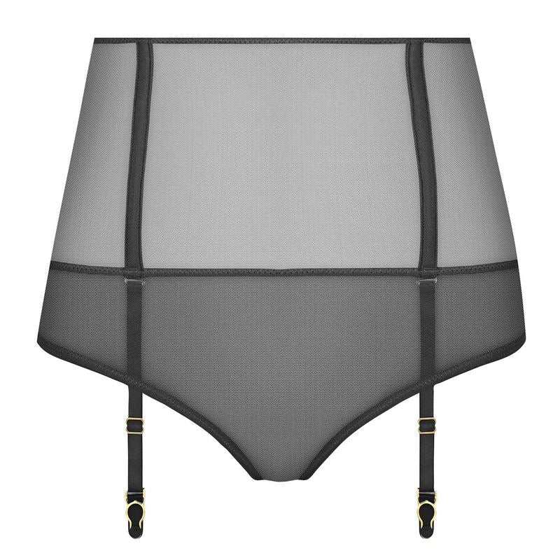 Calcinha aberta de cintura alta com Cinta-Liga LAmoureuse Dahlia Noir