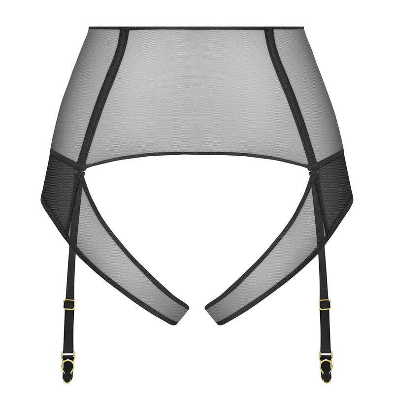 Calcinha aberta de cintura alta com Cinta-Liga LAmoureuse Dahlia Noir