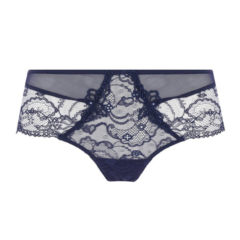 Calcinha Renda decotada hipster Soir de Venise Bleu Venise
