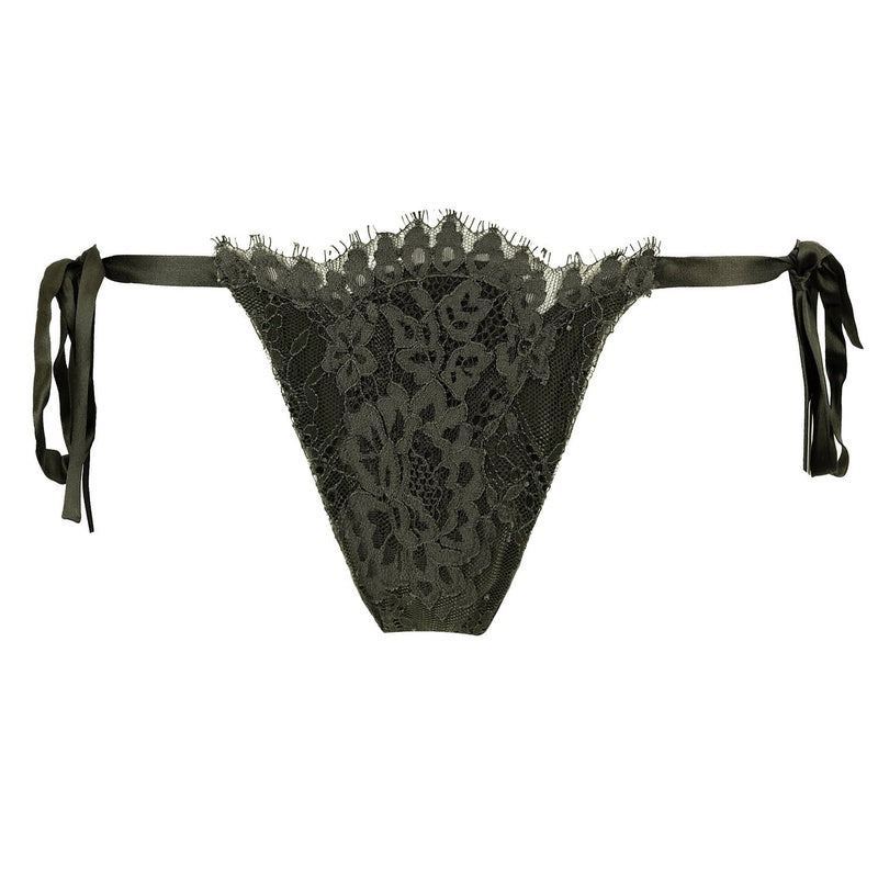 Calcinha Fio Dental de Renda LHeure Local Brooke Bronze