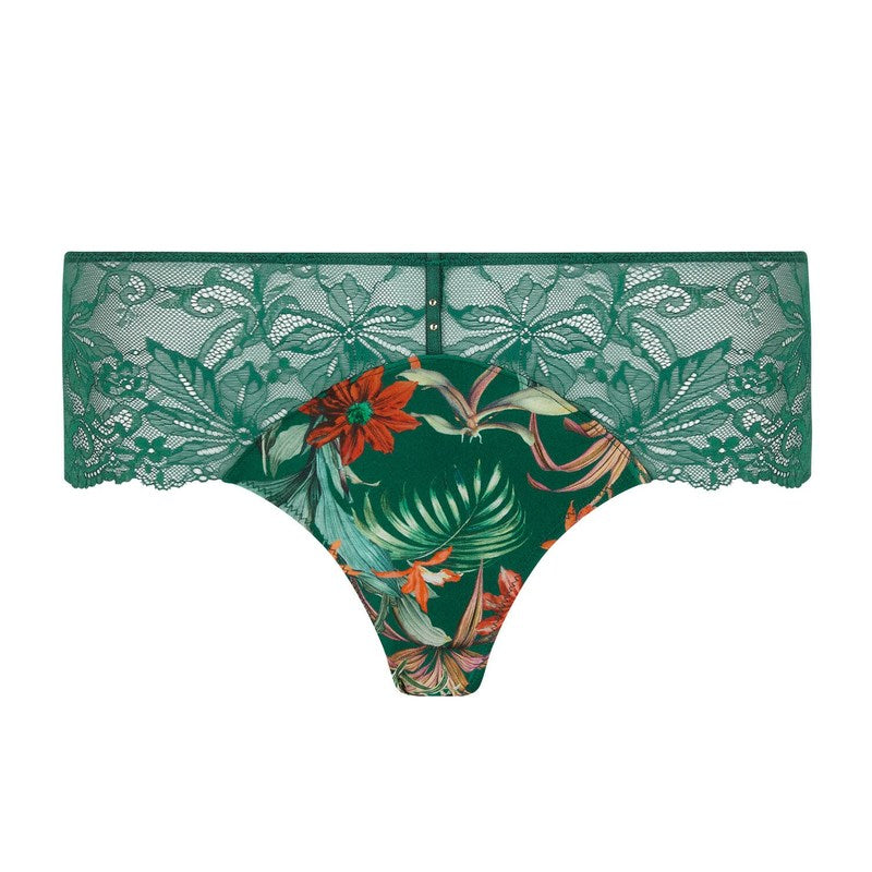 Calcinha Seda e Renda Hipster Tropique En Fleurs Nature Tropic