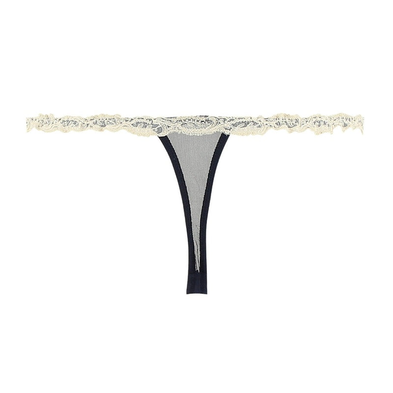 Calcinha Fio Dental de Seda Splendeur Soie Splendeur Marinha