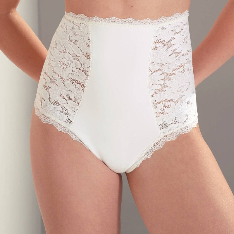 Calcinha modeladora de Renda cintura alta Nel Dentelle Écume