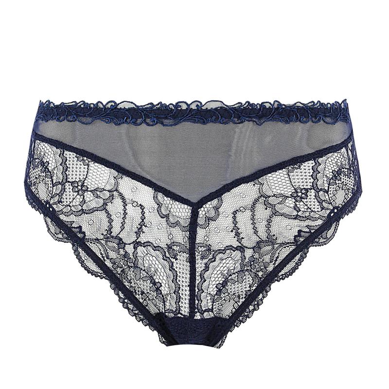 Calcinha de Renda cintura alta Soir de Venise Bleu Venise