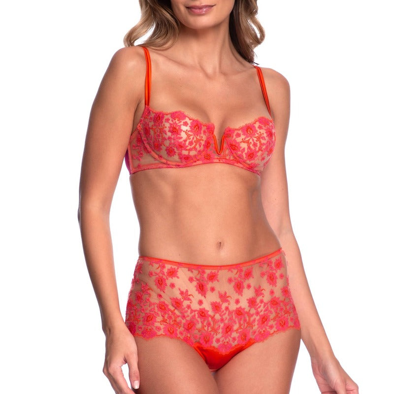Calcinha cintura alta Petite Fleur Hot Orange