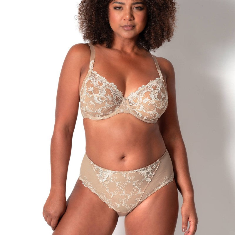 Calcinha cintura alta Dressing Floral Ambre Nacre