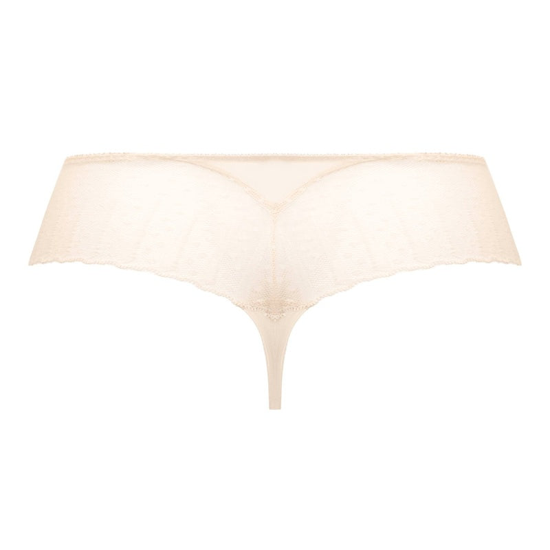 Calcinha Fio Dental de Renda Amour Nacre