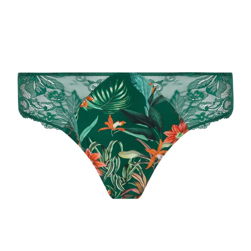 Calcinha Cueca Fancy de Seda e Renda Tropique En Fleurs Nature Tropic