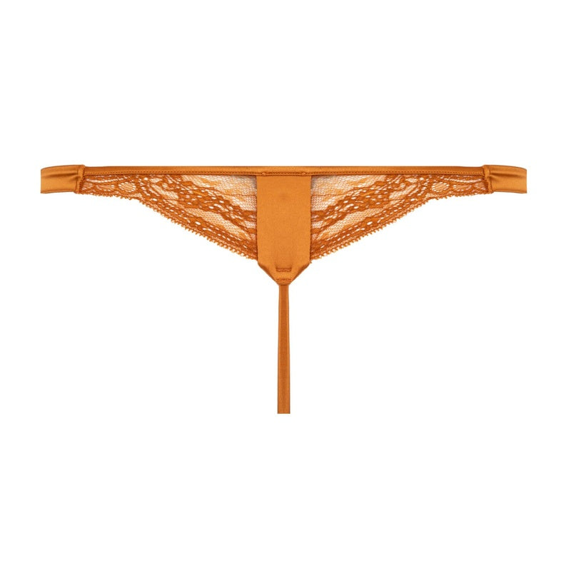 Calcinha Fio Dental de Renda Bastille Caramelo