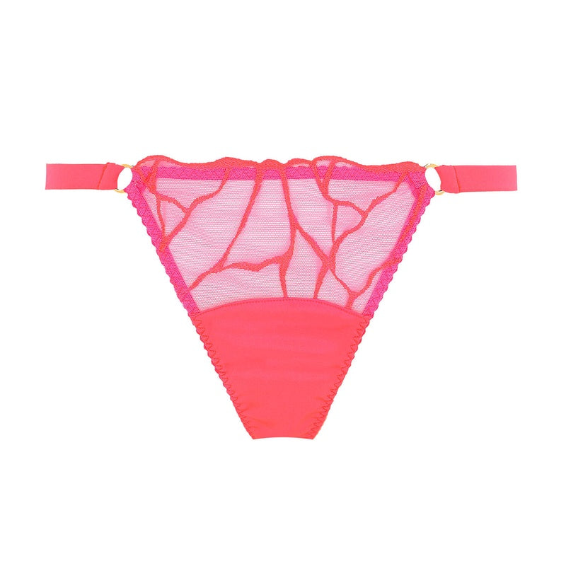 Calcinha Fio Dental Cleo Coral Brilhante