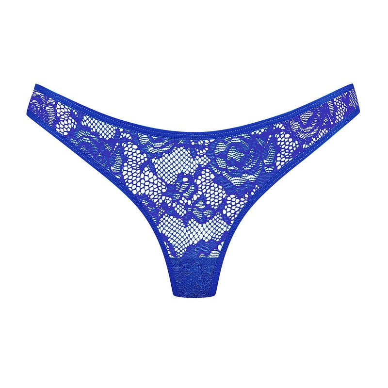Calcinha Fio Dental de Renda Flashback Néon Bleu Fluo