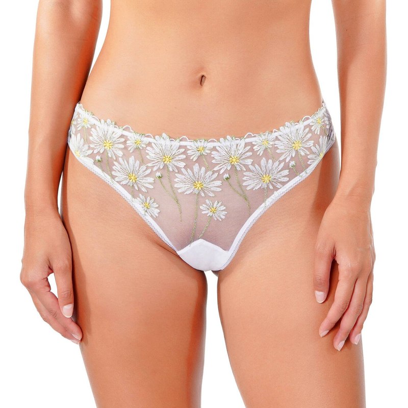 Calcinha Fio Dental Danse des Fleurs Blanc Pomme