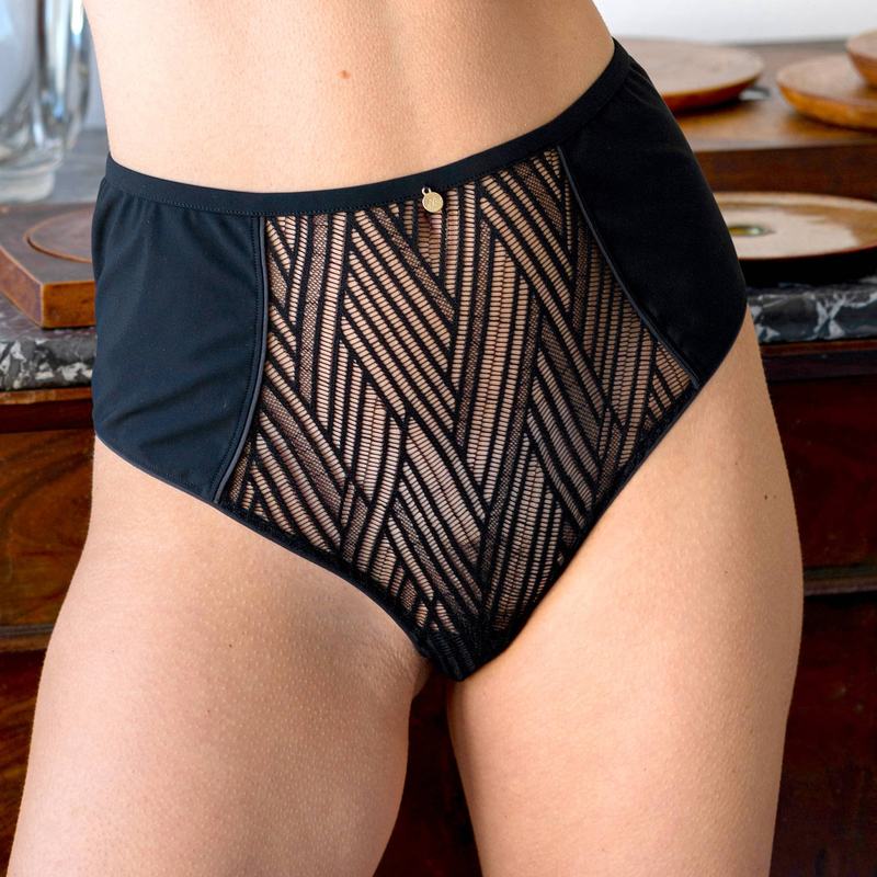 Calcinha de Renda aberta cintura alta Onde Sensuelle