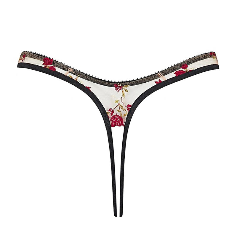 Calcinha Fio Dental cintura alta Charlotte Red Roses