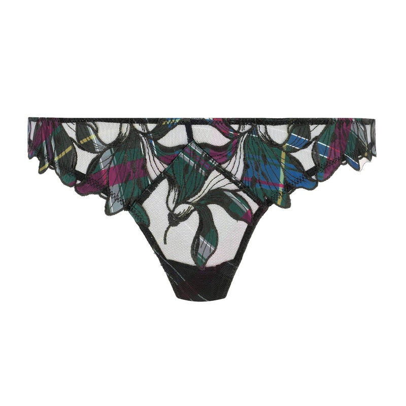 Calcinha Fio Dental de cetim Lily Fall Plaid