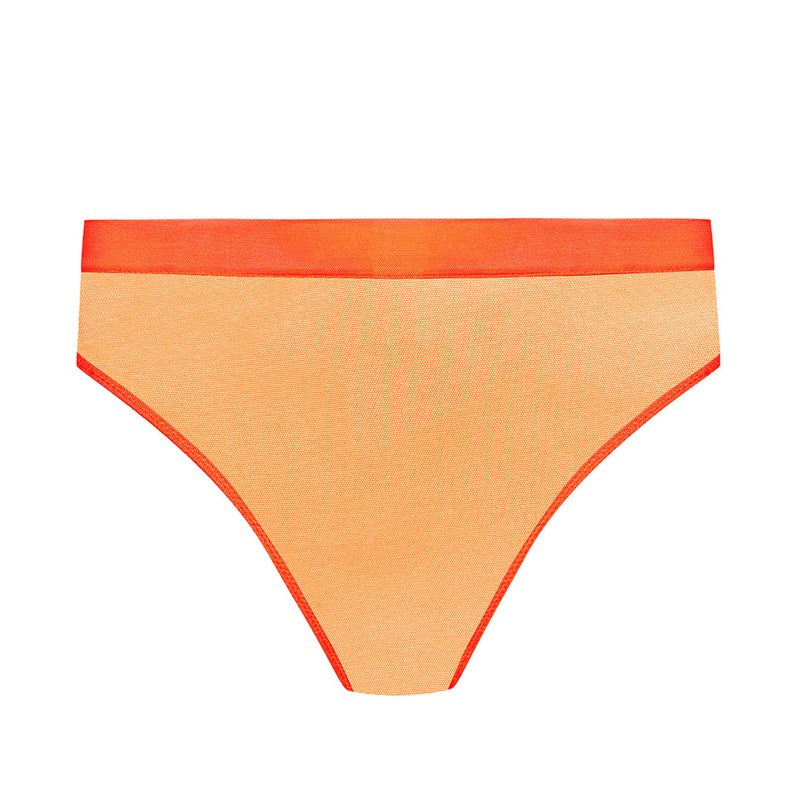 Calcinha Fio Dental de cintura alta Corps à Corps Néon Orange Fluo