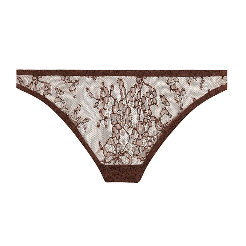 Calcinha Fio Dental de Renda Mickalene Chocolate Lace