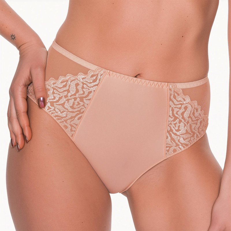 Calcinha cintura alta Electric Waves Nude Rose
