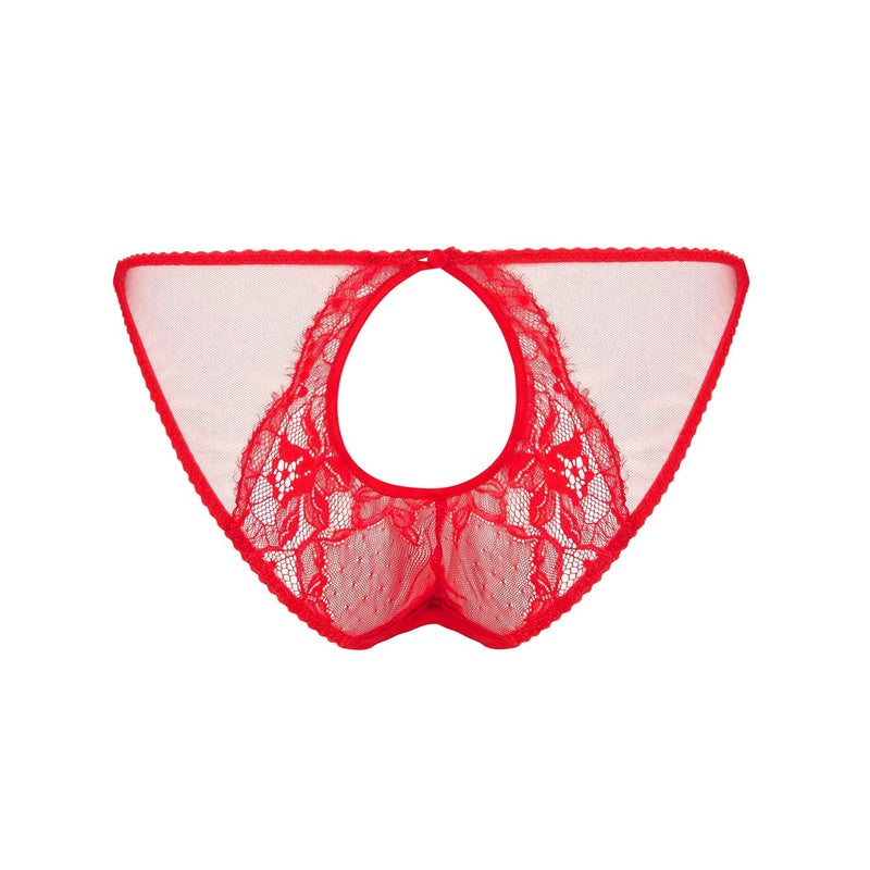 Calcinha aberta de Seda e Renda Adeline Red